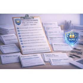 Pack conformité RGPD TPE + site vitrine : pages + registres + réponses