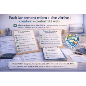 Pack e-commerce complet : CGV + rétractation + RGPD + cookies + mentions légales