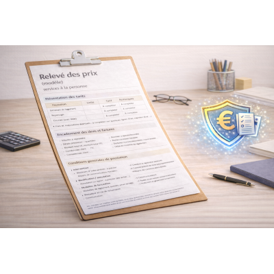 Relevé des prix : devis et facture + conditions générales (information consommateur) (modèle) SAP NOVA SAAD