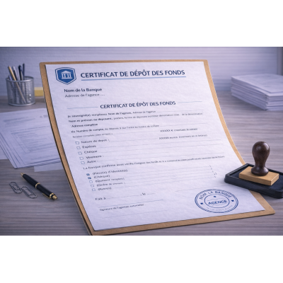 Modèle certificat de dépôt des fonds