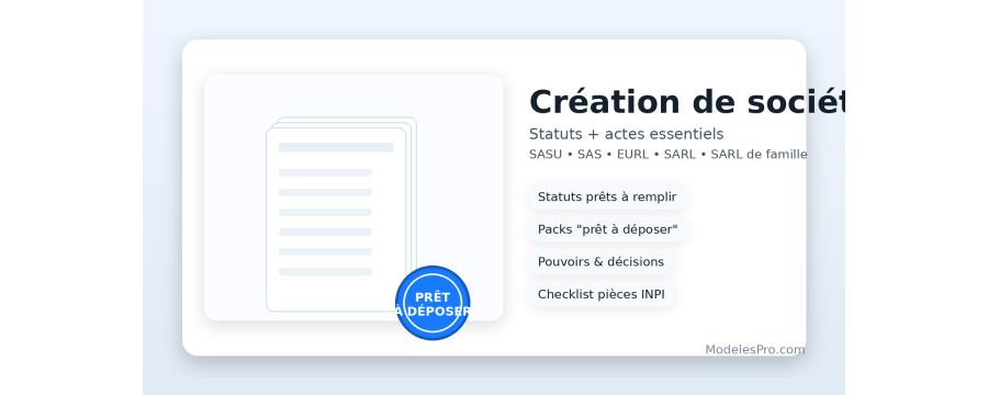 Statuts SASU, SAS, SARL, EURL : modèles | ModelesPro