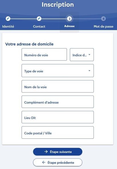 Saisissez votre adresse postale. C’est celle qui est connue des impôts et de la sécurité sociale ainsi que de la CAF.