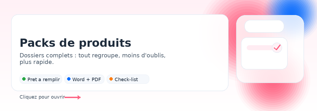 Packs de produits - Dossier complet
